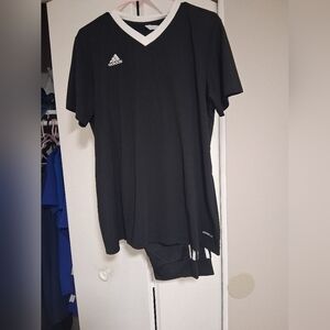 Adidas WomenBlack V-Neck Performance Shirt AND JOGGER SET